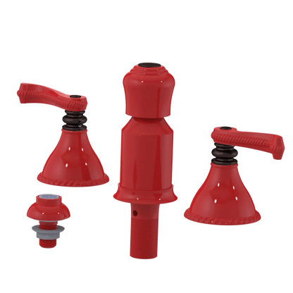 Rubinet Bidet Fitting with Spray, Diverter, and Vacum Breaker (Less Drain) Red