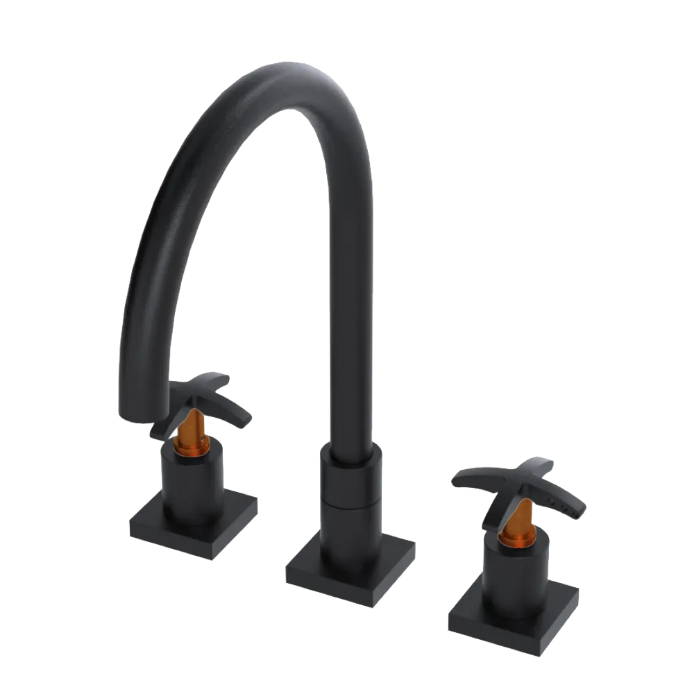 Rubinet Widespread Kitchen Set Matt Black