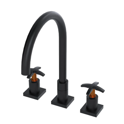 Rubinet Widespread Kitchen Set Matt Black