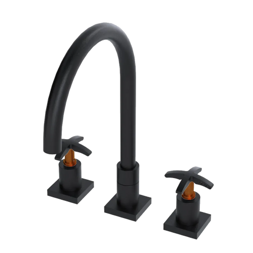 Rubinet Widespread Kitchen Set Matt Black
