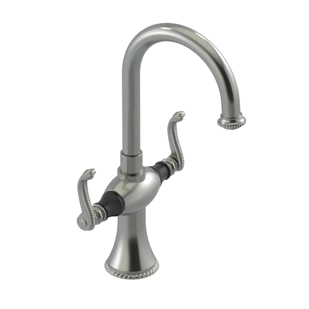 Rubinet Single Hole Dual Handle Lav. Set. (less drain) Satin Nickel