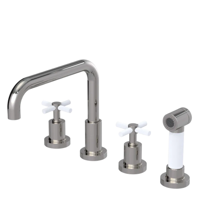 Rubinet Widespread Kitchen Set with Hand Spray Polished Nickel