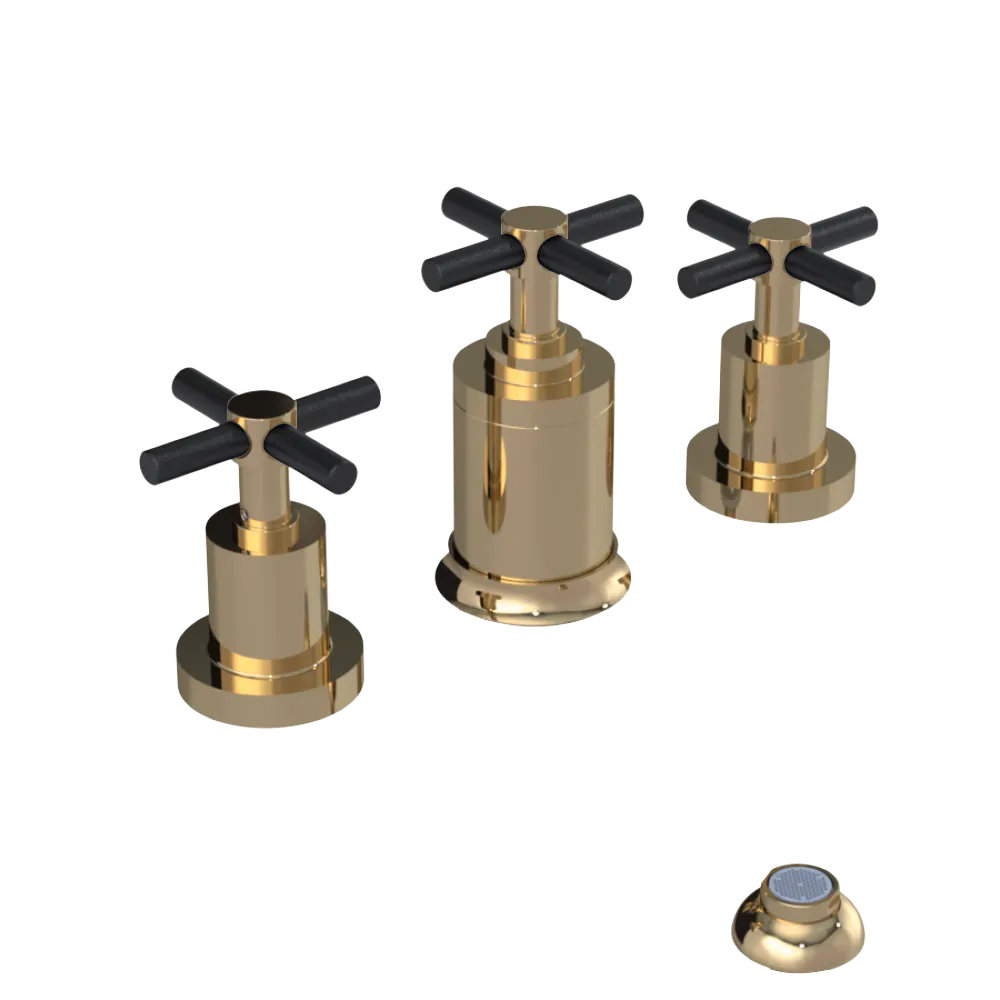 Rubinet Bidet Fitting with Spray, Diverter, and Vacuum Breaker (less drain) Gold