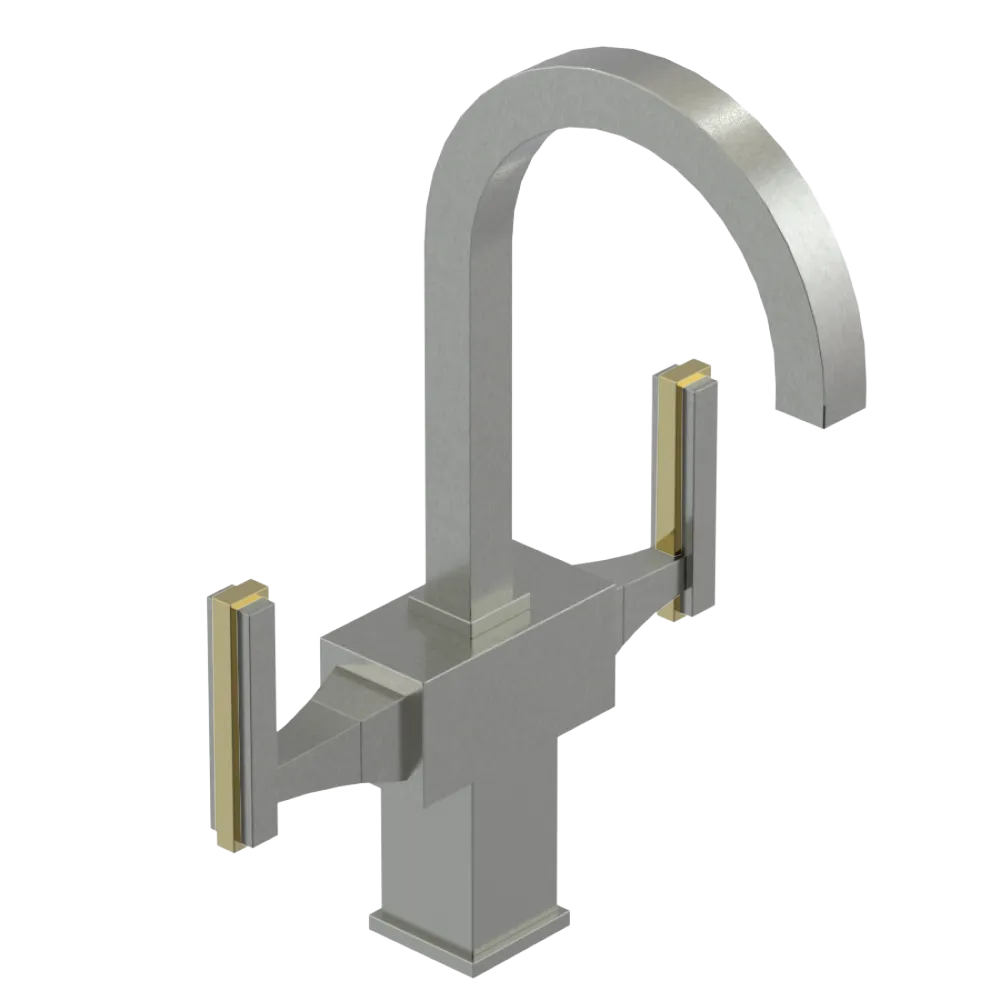 Rubinet Single Hole Dual Handle Lav. Set. (less drain) Satin Nickel