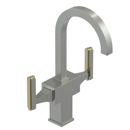 Rubinet Single Hole Dual Handle Lav. Set. (less drain) Satin Nickel
