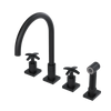 Rubinet Widespread Kitchen Set with Hand Spray Matt Black