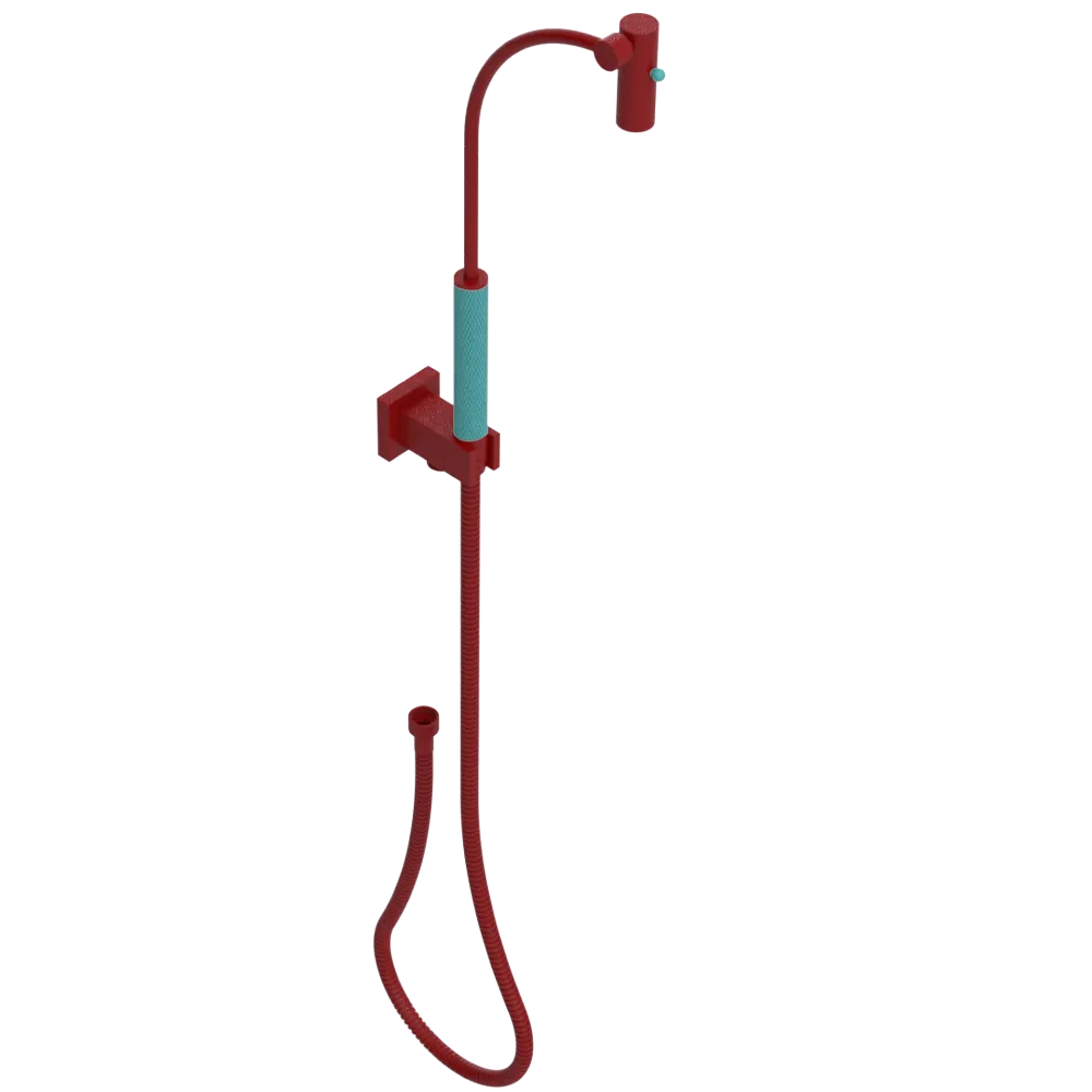 Rubinet Hand Held Shower Bidet with Extended Reach & Dual Function Spray Including Wall Bracket with Supply & Hose (Square) Maroon