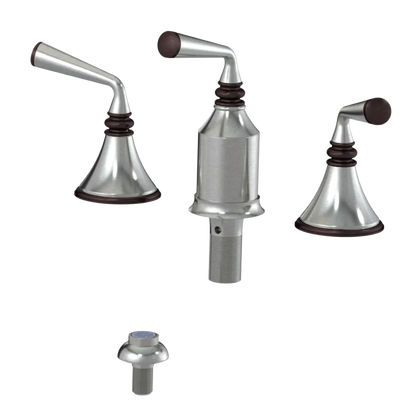 Rubinet Bidet Fitting with Spray, Diverter, and Vacum Breaker (Less Drain) Satin Nickel
