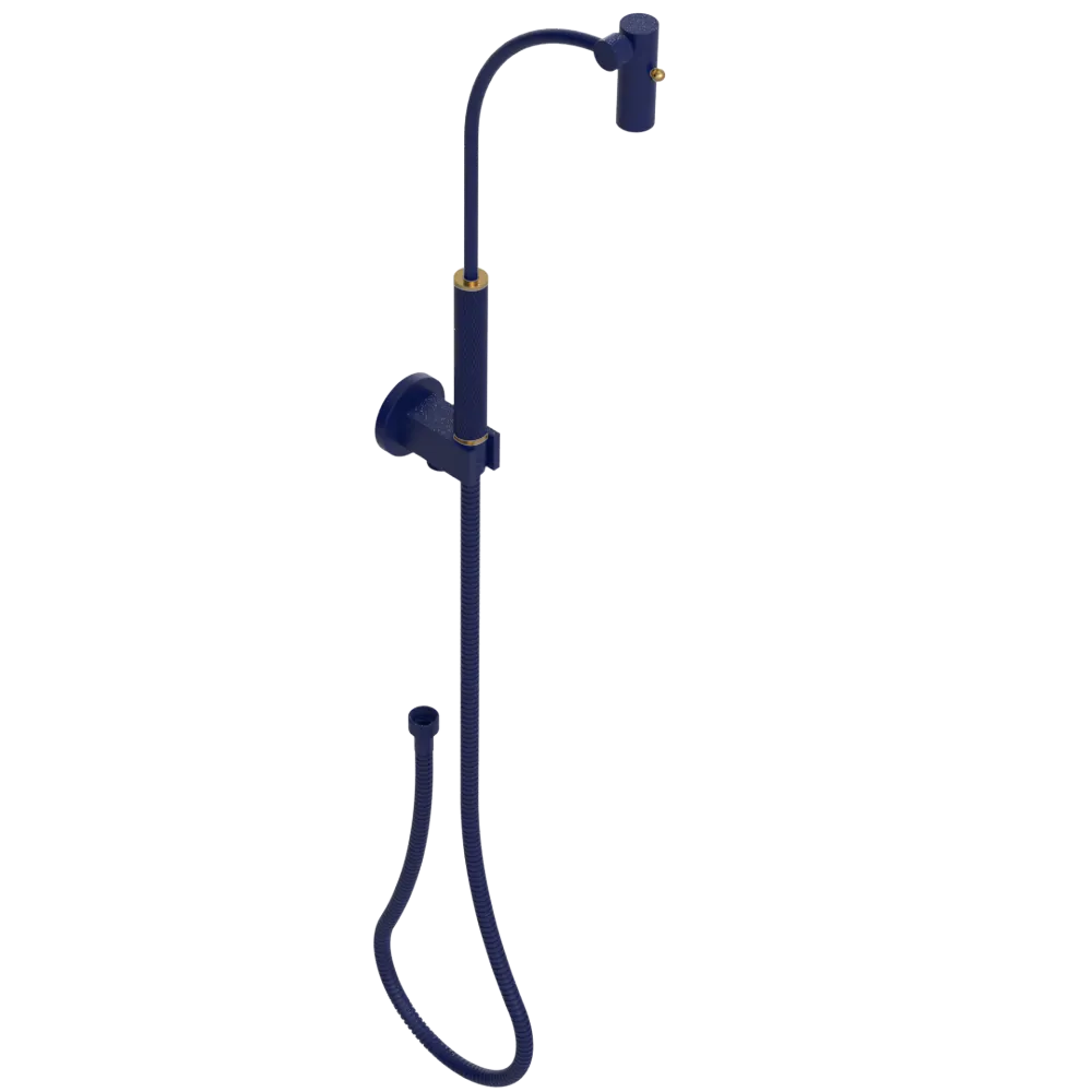 Rubinet Hand Held Shower Bidet with Extended Reach & Dual Function Spray Including Wall Bracket with Supply & Hose (Round) Midnight Blue