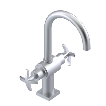 Rubinet Single Hole Dual Handle Lav. Set. (less drain) Satin Chrome