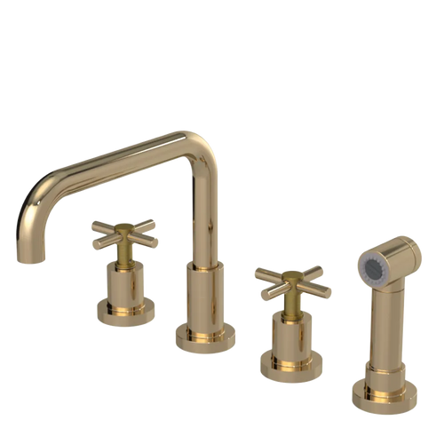 Rubinet Widespread Kitchen Set with Hand Spray Gold