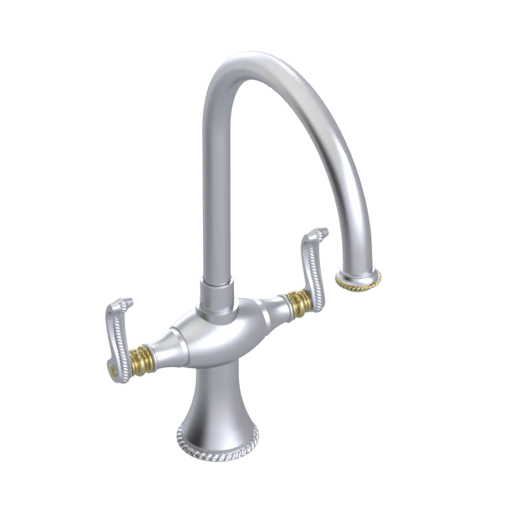 Rubinet Two Handle Single Hole Kitchen Set Satin Chrome