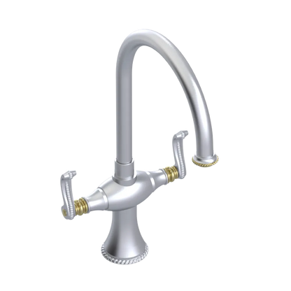 Rubinet Two Handle Single Hole Kitchen Set Satin Chrome