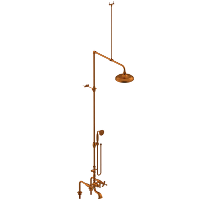 Rubinet Deck Mount Tub & Shower with Hand Held Shower Antique Copper Matt