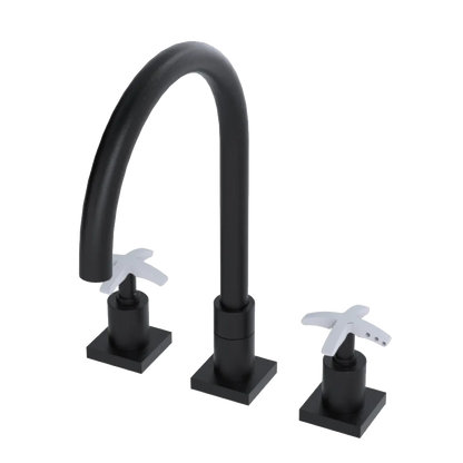 Rubinet Widespread Kitchen Set Matt Black