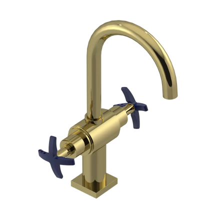 Rubinet Single Hole Dual Handle Lav. Set. (less drain) Natural Brass