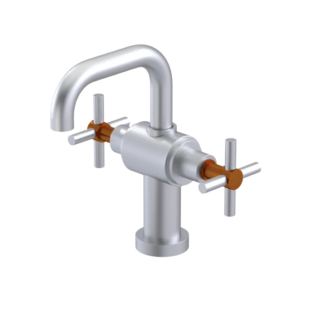Rubinet Single Hole Dual Handle Lav. Set. (less drain) Satin Chrome