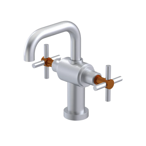 Rubinet Single Hole Dual Handle Lav. Set. (less drain) Satin Chrome