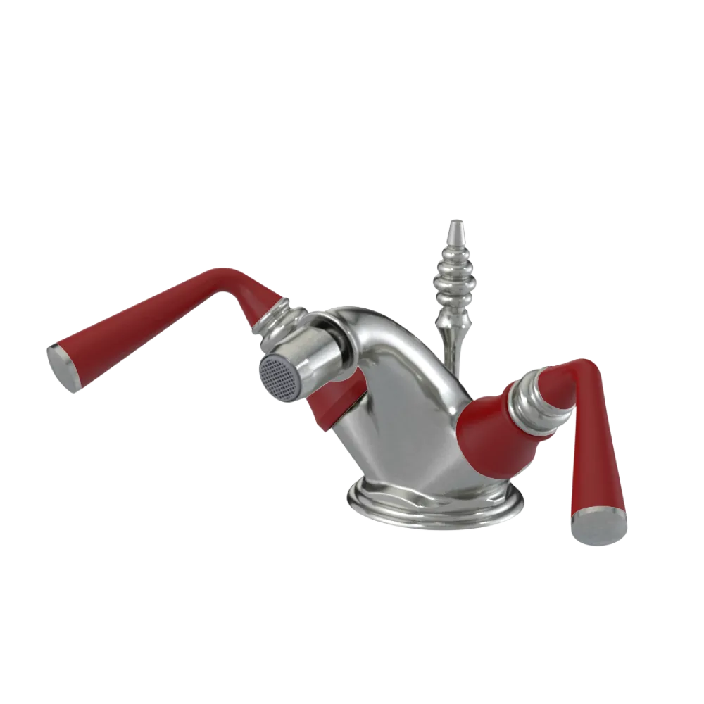 Rubinet Single Hole Dual Handle Bidet Fitting (Less Drain) Satin Nickel