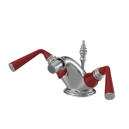 Rubinet Single Hole Dual Handle Bidet Fitting (Less Drain) Satin Nickel