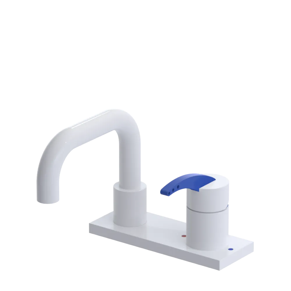 Rubinet 4" Centre Single Control Lav. Set. with Genesis spout (less drain) White