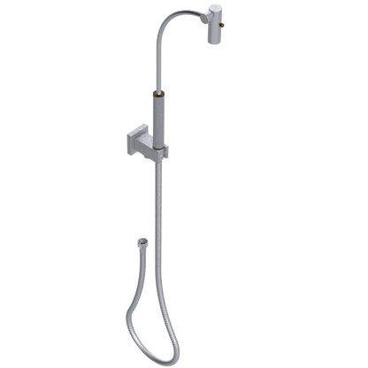 Rubinet Hand Held Shower Bidet with Extended Reach & Dual Function Spray Including Wall Bracket with Supply & Hose (Square) Satin Chrome