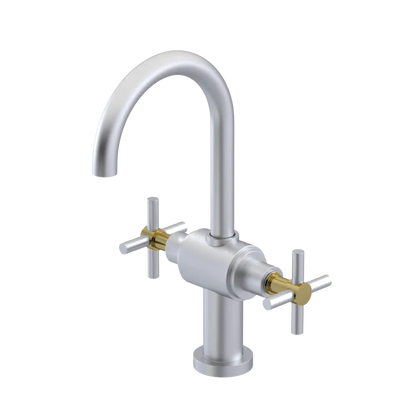 Rubinet Single Hole Dual Handle Lav. Set with LaSalle Spout (less drain) Satin Chrome