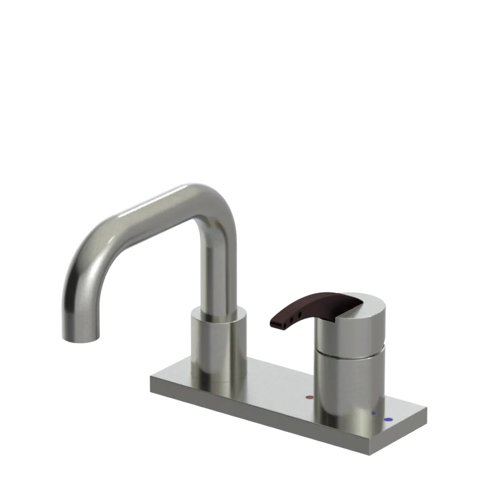 Rubinet 4" Centre Single Control Lav. Set. with Genesis spout (less drain) Satin Nickel
