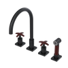 Rubinet Widespread Kitchen Set with Hand Spray Matt Black