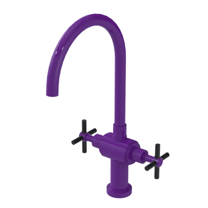 Rubinet Two Handle Single Hole Kitchen Set with LaSalle Spout Purple Haze