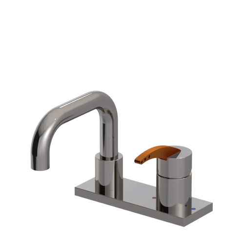 Rubinet 4" Centre Single Control Lav. Set. with Genesis spout (less drain) Polished Nickel