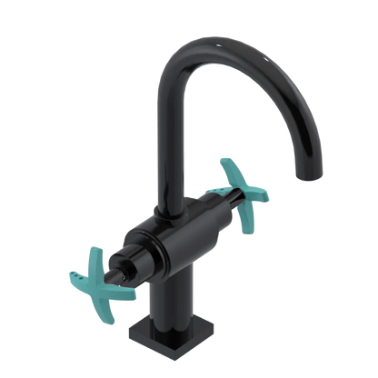 Rubinet Single Hole Dual Handle Lav. Set. (less drain) Black
