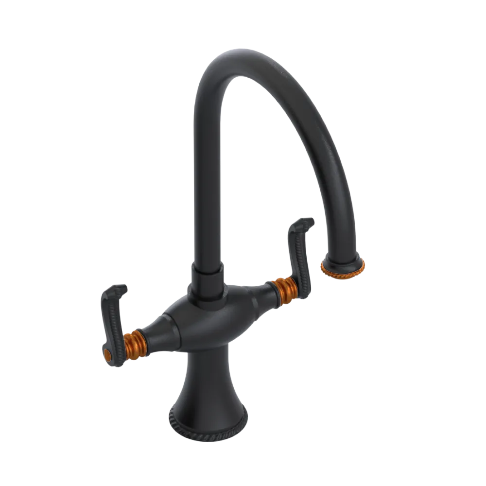 Rubinet Two Handle Single Hole Kitchen Set Matt Black