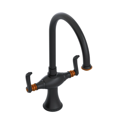 Rubinet Two Handle Single Hole Kitchen Set Matt Black