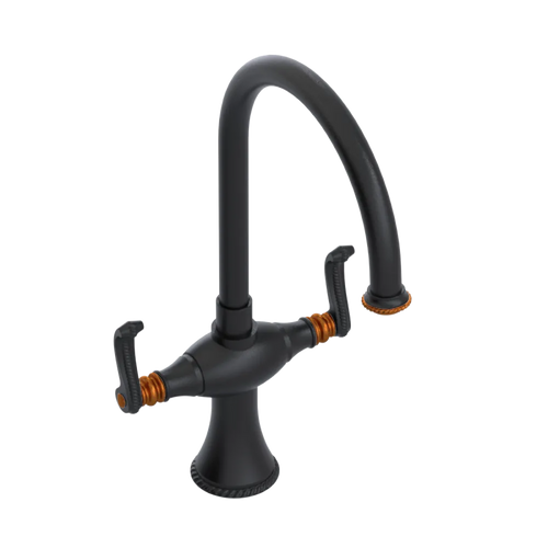 Rubinet Two Handle Single Hole Kitchen Set Matt Black