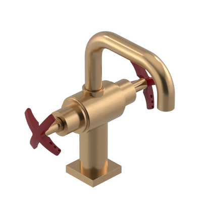 Rubinet Single Hole Dual Handle Lav. Set. with Genesis spout (less drain) Satin Gold