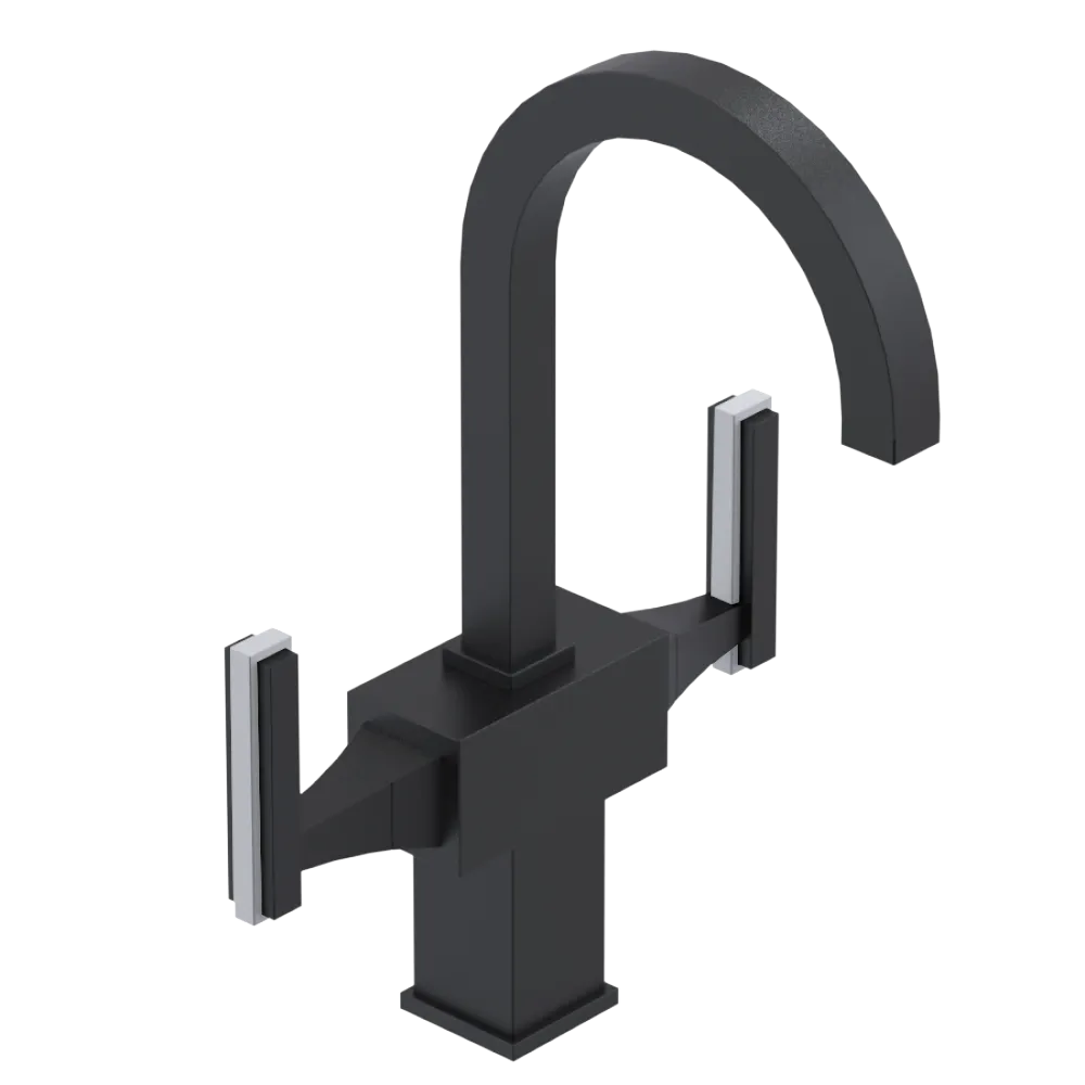 Rubinet Single Hole Dual Handle Lav. Set. (less drain) Matt Black
