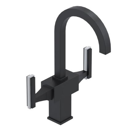 Rubinet Single Hole Dual Handle Lav. Set. (less drain) Matt Black