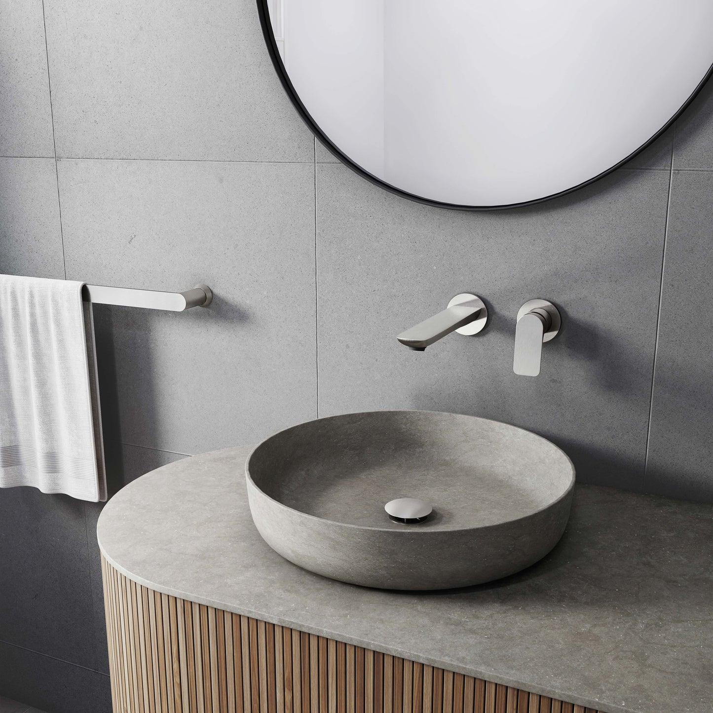 Baril Single lever wall-mounted lavatory faucet, drain not included