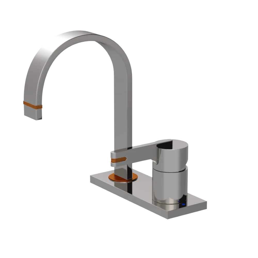 Rubinet 4" Centre Single Control Lav. Set (less drain) Polished Nickel
