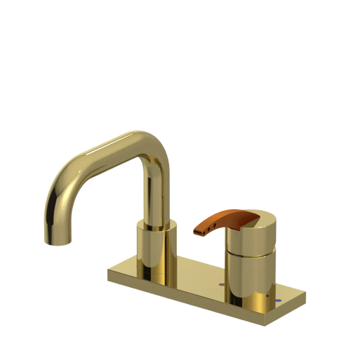 Rubinet 4" Centre Single Control Lav. Set. with Genesis spout (less drain) Natural Brass