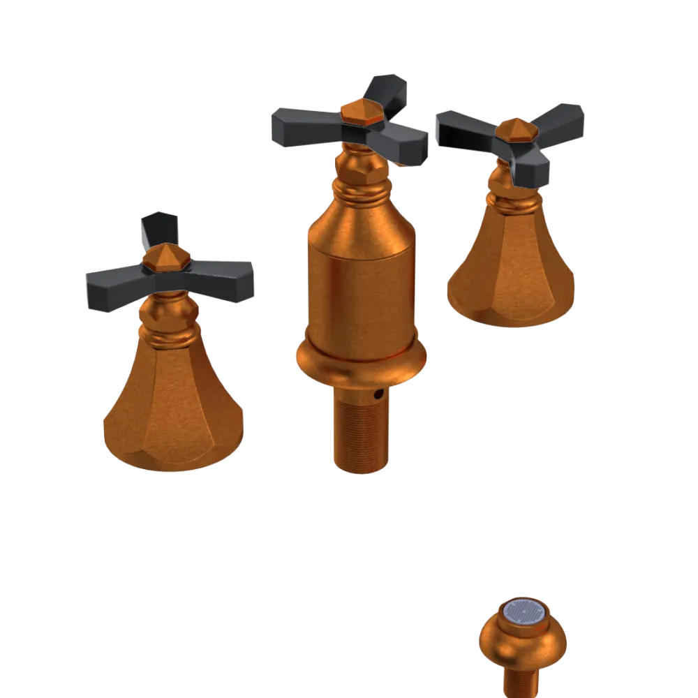 Rubinet Bidet Fitting with Spray, Diverter, and Vacum Breaker (Less Drain) Antique Copper Matt