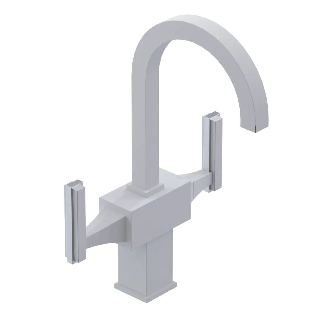 Rubinet Single Hole Dual Handle Lav. Set. (less drain) Matt White