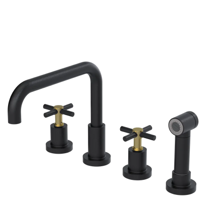 Rubinet Widespread Kitchen Set with Hand Spray Matt Black