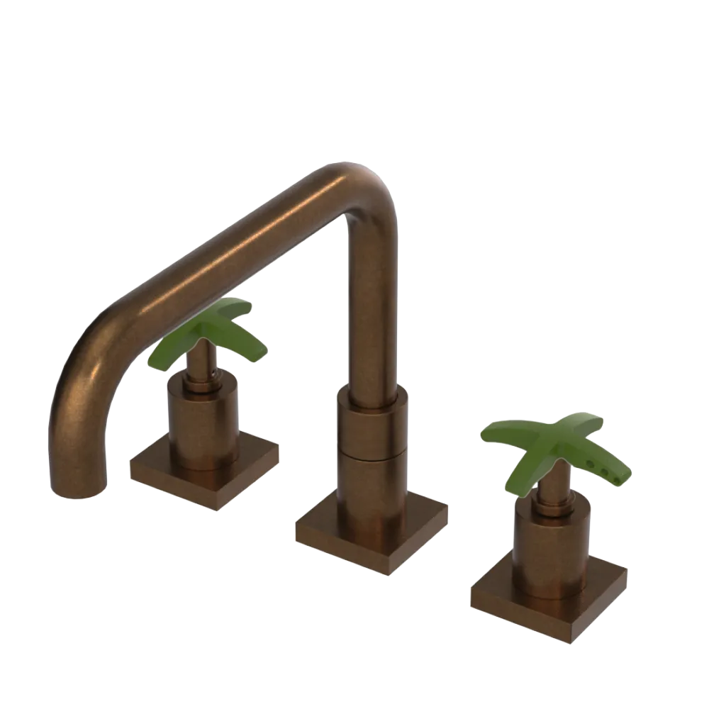 Rubinet Widespread Kitchen Set with Genesis Spout Tuscan Brass