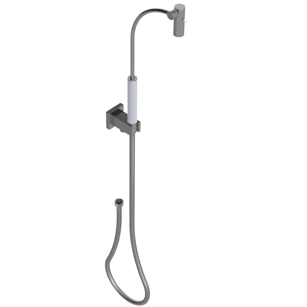 Rubinet Hand Held Shower Bidet with Extended Reach & Dual Function Spray Including Wall Bracket with Supply & Hose (Square) Polished Nickel