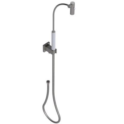 Rubinet Hand Held Shower Bidet with Extended Reach & Dual Function Spray Including Wall Bracket with Supply & Hose (Square) Polished Nickel