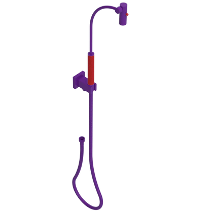 Rubinet Hand Held Shower Bidet with Extended Reach & Dual Function Spray Including Wall Bracket with Supply & Hose (Square) Purple Haze