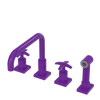 Rubinet Widespread Kitchen Set with Genesis Spout with Hand Spray Purple Haze