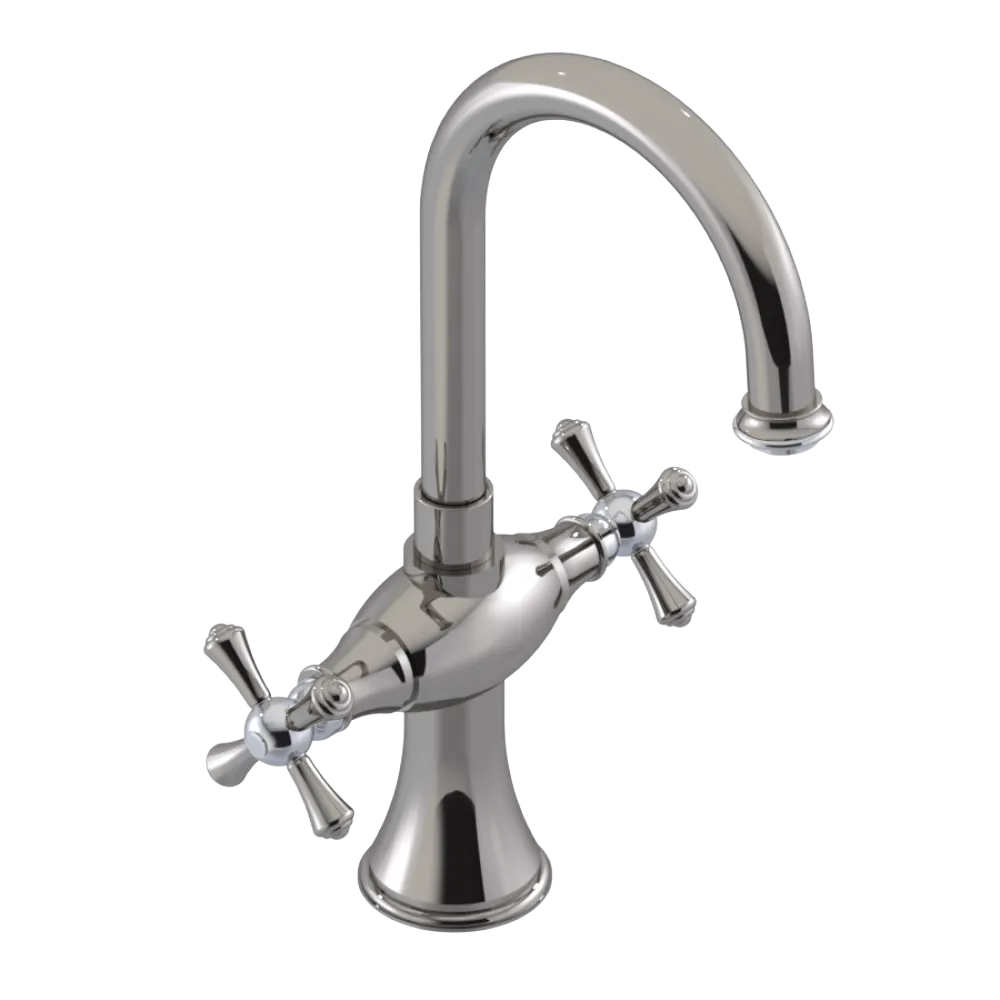 Rubinet Single Hole Dual Handle Lav. Set. (less drain) Polished Nickel